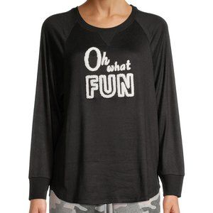 new Pajama Top Sleep Shirt PJ top black soft knit Oh What Fun size small 4 6